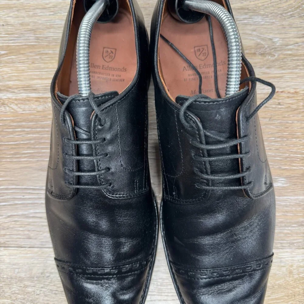 Allen Edmonds Madison Avenue Black Leather Cap Toe Oxfords Men's Size 11